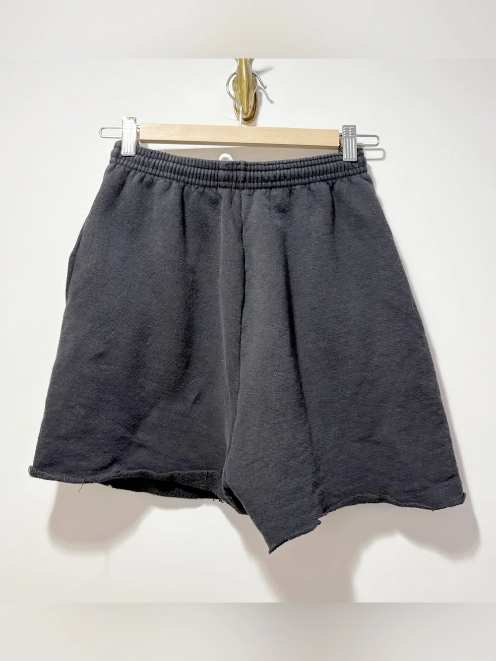 Nike Vintage 90s Cut Off Sweat Shorts Black High Waisted Boys Medium Women Small